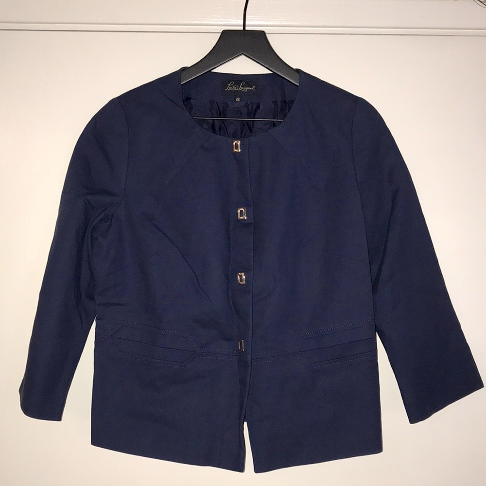 Louisa Spagnoli Navy Cotton Cropped Jacket